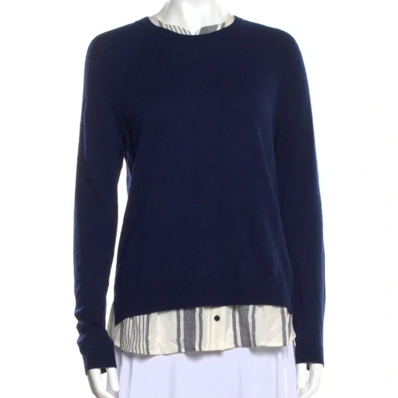 Joie Zaan Woven Sweater Shirt Pullover Crewneck Wool Cashmere Top Navy XS Blouse - Picture 9 of 11